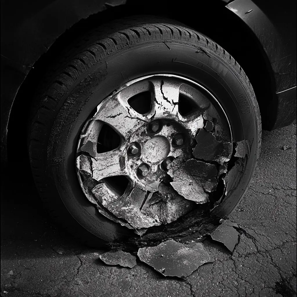 Pneu endommagé et non sûr